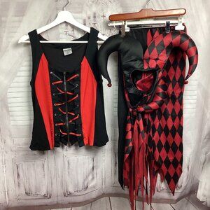 Harley Quinn Harleen Jester 3 Piece Costume Outfit XL